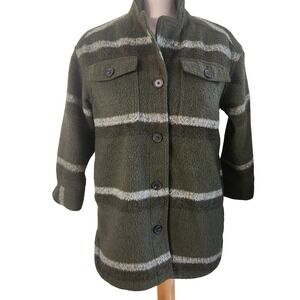 OLD NAVY Green Plaid Shacket‎ Button Down Shirt Jacket XS Petite